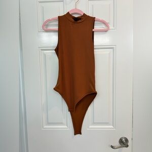 SHEIN Rust Ribbed Sleeveless Kids One-Piece Bodysuit
